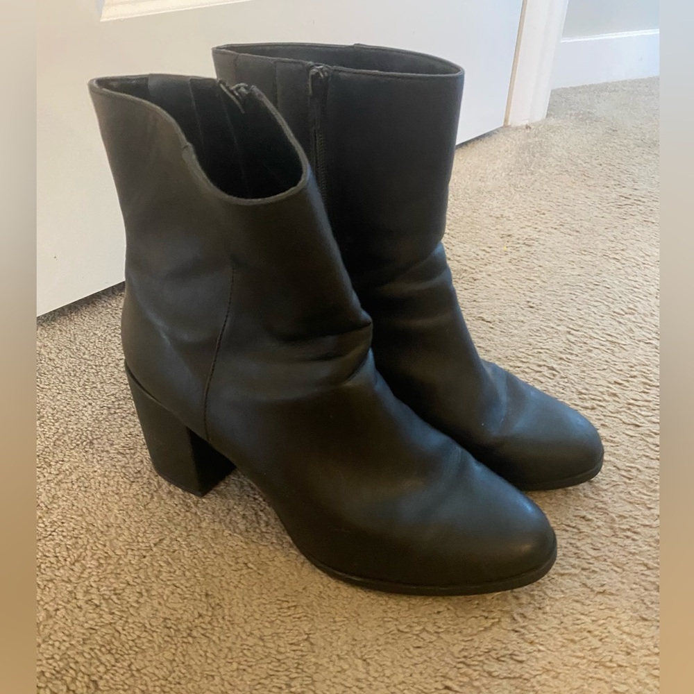 Black faux leather boot